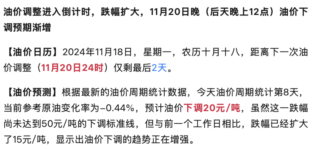 科技引领油价监控，最新油价调整消息与智能油价监测分析（11月版）